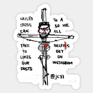 Nailed To A Cross Doodle Black Sticker